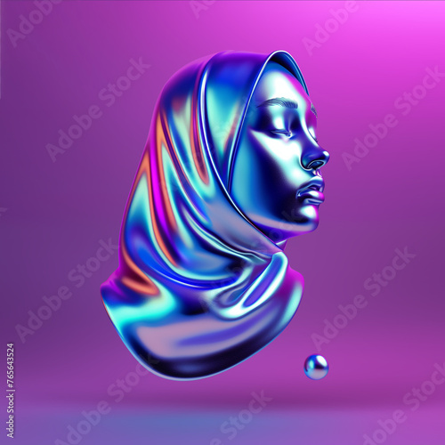 3d holographic muslim woman 