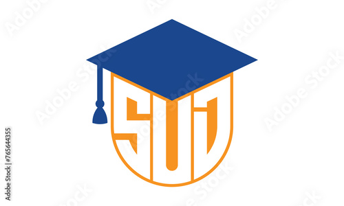 SUD initial letter academic logo design vector template. school college logo, university logo, graduation cap logo, institute logo, educational logo, library logo, teaching logo, book shop, varsity