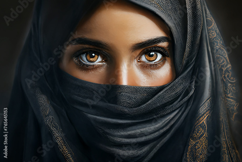 Arab girl in a niqab, khimara. 