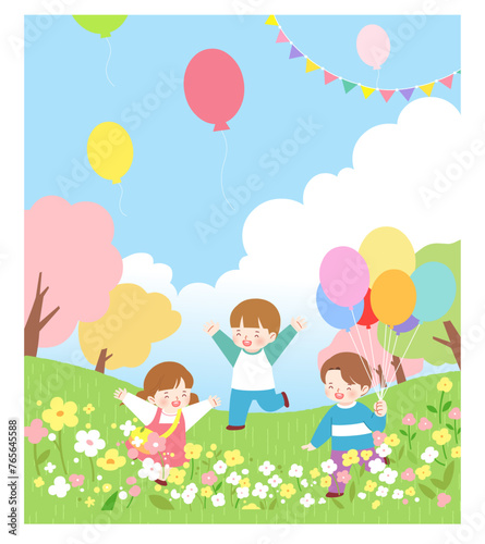 Children's Day, Children, Grass, Children