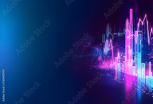 Modern Finance-Styled Background: Highlighted Trading Charts Glow, Suitable for Business and Marketing Use