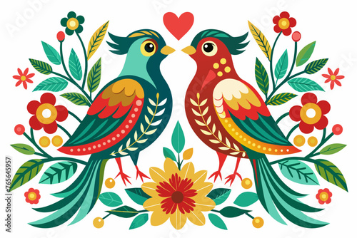 bird-couple-pattern-design-white-background. © mk graphics