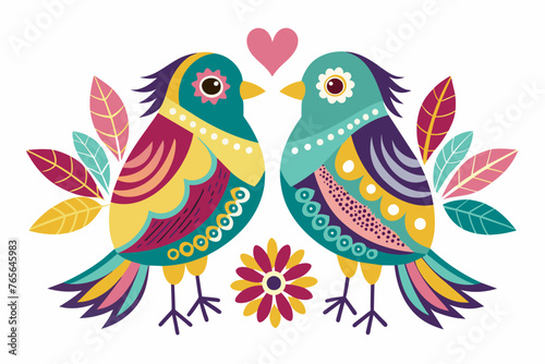 bird-couple-pattern-design-white-background. © mk graphics