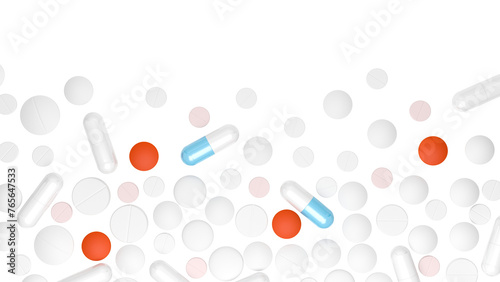 Pills. Isolated. Transparent background. 3d illustration.