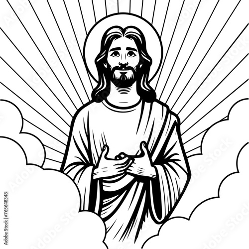 Jesus praying in heaven