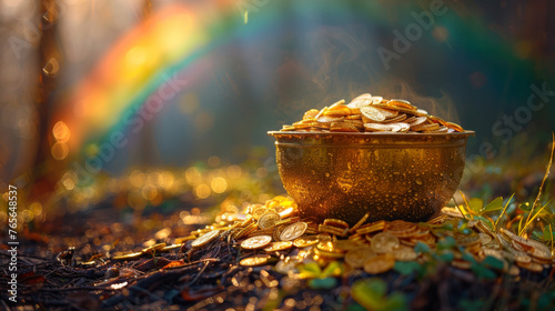full pot with treasure and lucky clover © senadesign