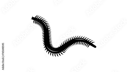 millipede emblem , black isolated silhouette