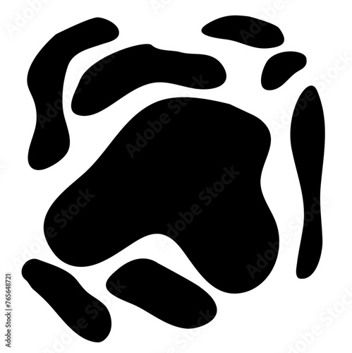 Cow seamless pattern in black, Black Freeform repeating shapes. Cartoon doodle style vector illustration