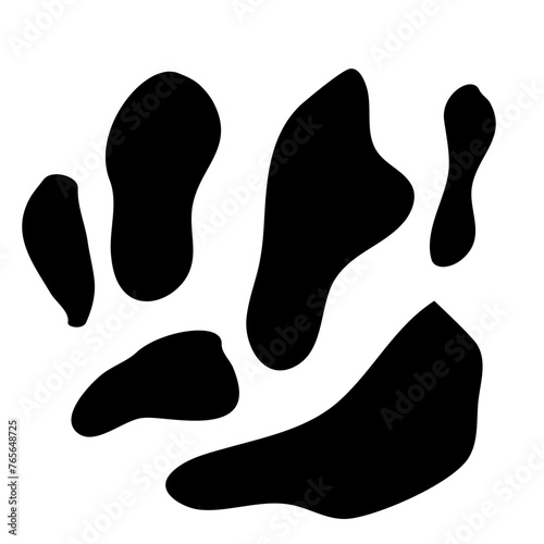 Cow seamless pattern in black, Black Freeform repeating shapes. Cartoon doodle style vector illustration