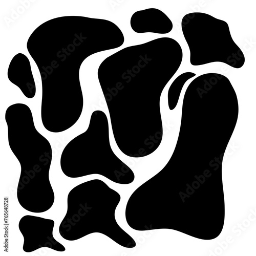 Cow seamless pattern in black, Black Freeform repeating shapes. Cartoon doodle style vector illustration