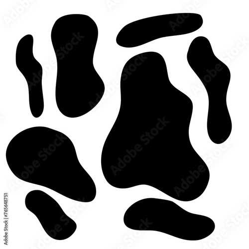 Cow seamless pattern in black, Black Freeform repeating shapes. Cartoon doodle style vector illustration