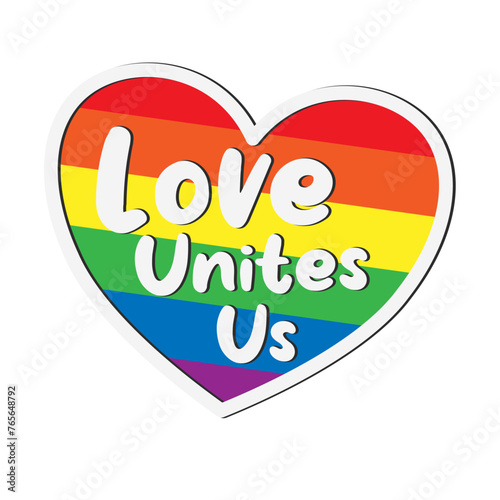 Love unites us, rainbow heart, lgbt heart + graphics photo