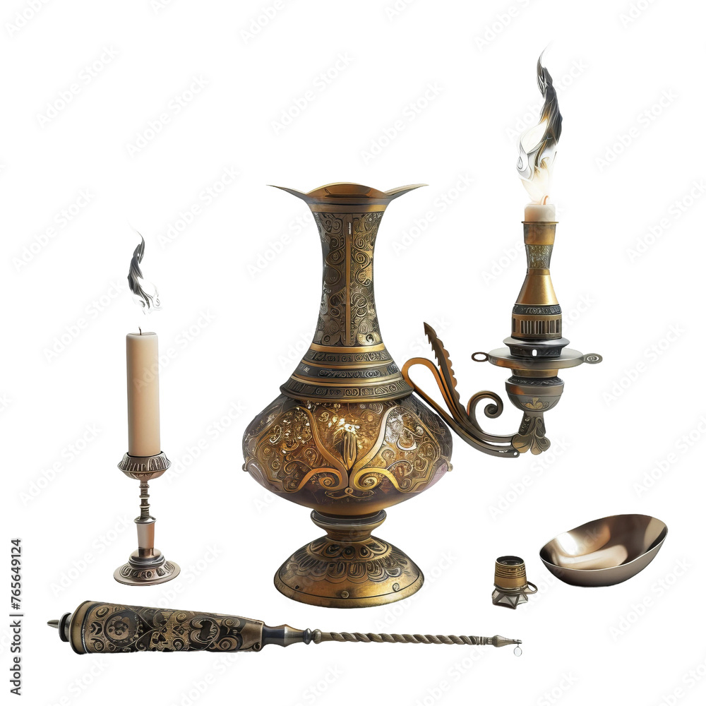 old items on white background
old items on white background