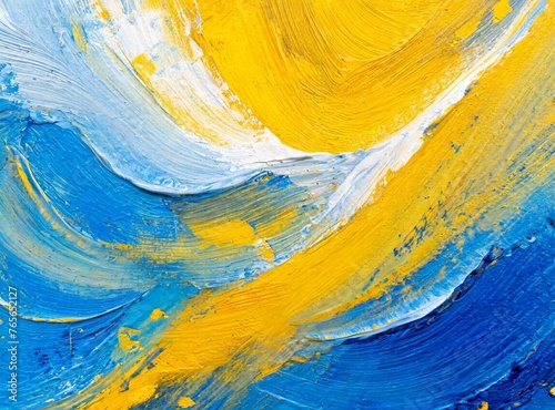 Blue and yellow Van Gogh Style oil painting abstract background. Brushstroke texture.