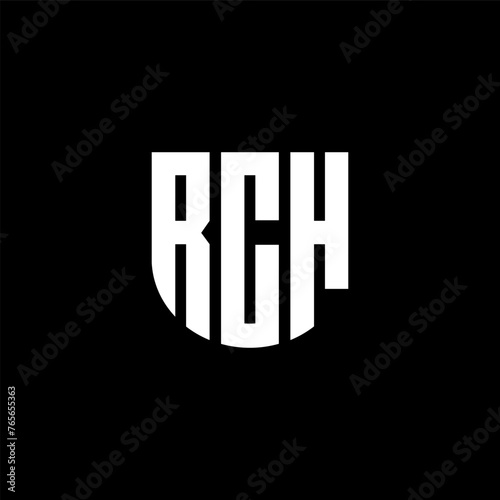 RCH letter logo design with black background in illustrator, cube logo, vector logo, modern alphabet font overlap style. calligraphy designs for logo, Poster, Invitation, etc. photo