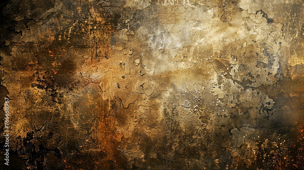 Grunge texture. Dark brown and yellow rough surface. Weathered concrete wall background.