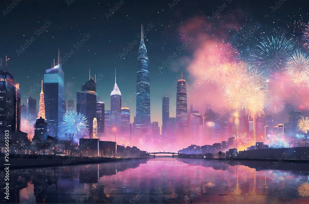 New Year City Background Ai Generated