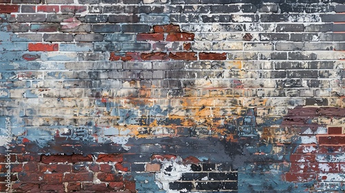Grunge texture with cracks, scratches, and peeling paint. Weathered brick wall with a lot of character.