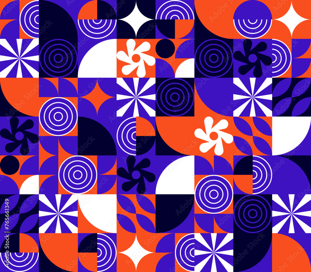Naklejka premium Abstract Geometric Seamless Pattern, Bright geometric background made of abstract elements. Vector flat illustration