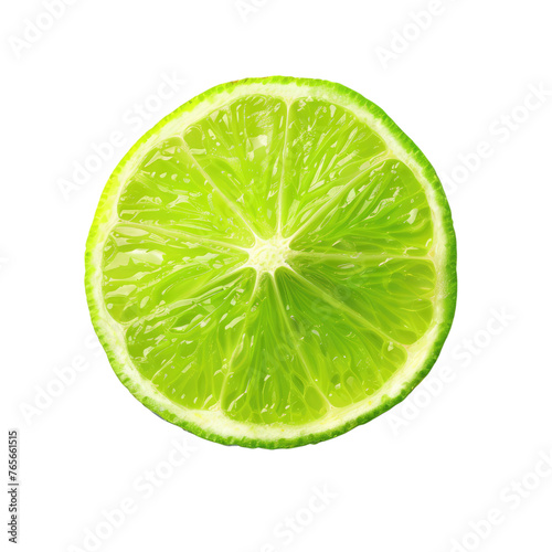 Singular lime piece isolated on transparent background