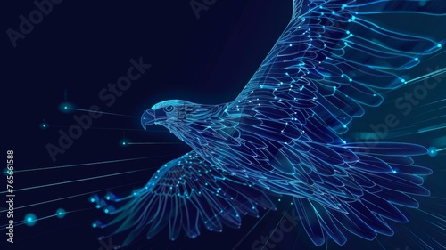 linework style blue neon eagle with streamlines moving fast data streams --ar 16:9 Job ID: bb465584-f544-430e-9bf3-a1af68f72762