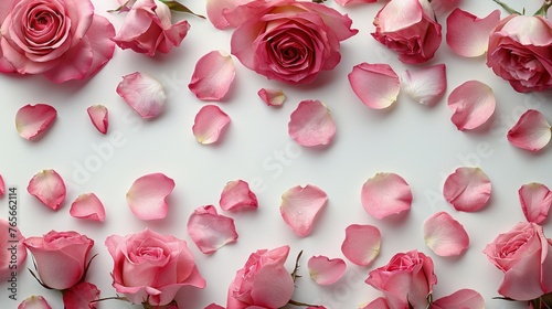 Pink Roses on White Background