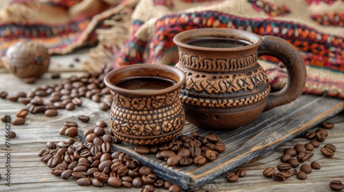 A Cup of Coffee Surrounded by Coffee Beans