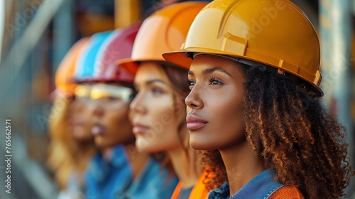 women in helmet in the modern work, Professional Women in Construction Helmet