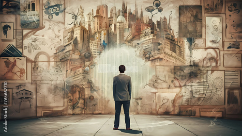 Image art of a student studying world history. Generative AI.