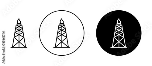 Shale gas rig icon set. natural gas extraction gas rig vector symbol. photo
