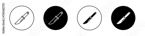knife icon set. sharp blade kitchen chef knife with handle vector symbol. photo