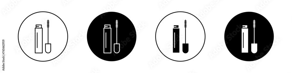 Mascara icon set. beauty eye lash brush vector symbol. eyelash mascara tube icon. - obrazy, fototapety, plakaty 