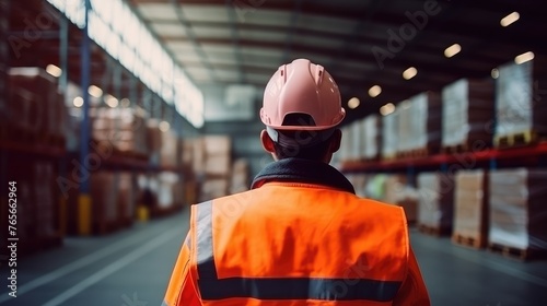 With a determined look, the warehouse worker stands ready to tackle any logistical challenge.
