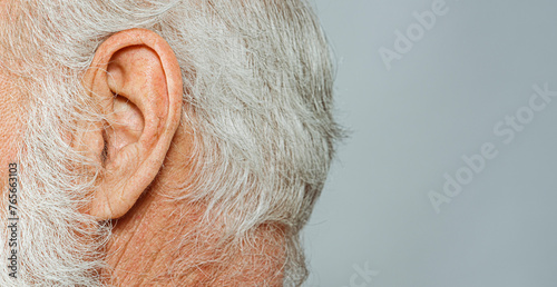 elderly man ear detail close-up macro photo
