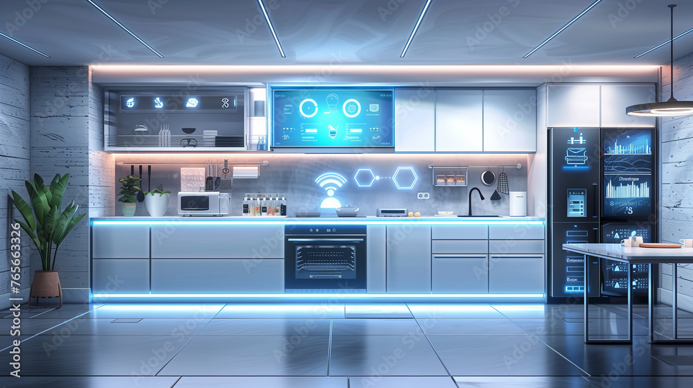 Futuristic Kitchen with Cutting-Edge Smart Appliances
