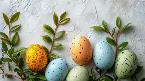 Group of Painted Eggs on Table