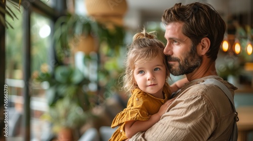 Man and Little Girl in Front of House