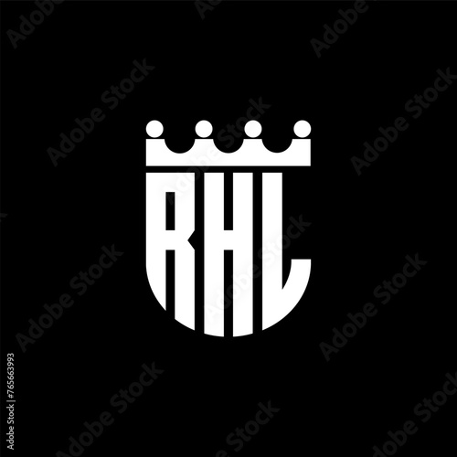 RHL letter logo design with black background in illustrator, cube logo, vector logo, modern alphabet font overlap style. calligraphy designs for logo, Poster, Invitation, etc. photo