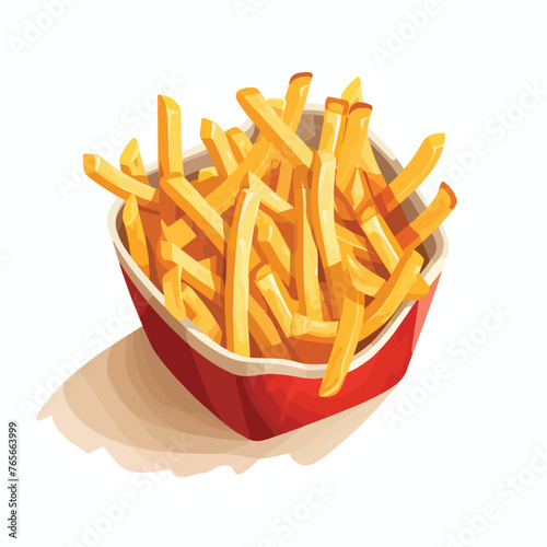 Isometric french fries. Fast food cardboard packagi