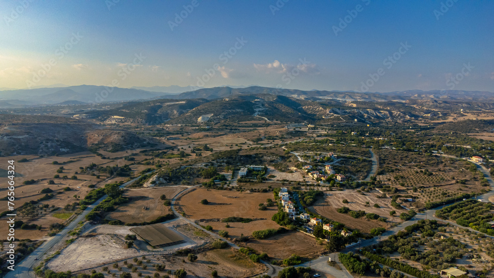 Aerial view of Agios Georgios in the evening
