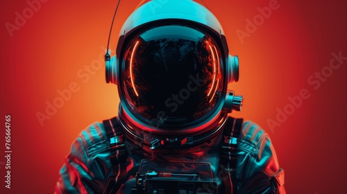 Astronaut Listening to Music in Space Suit