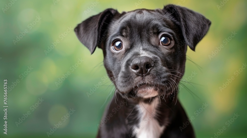 Black and White Puppy Staring at Camera