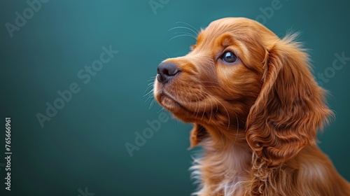 Close Up of a Dogs Face With Green Background