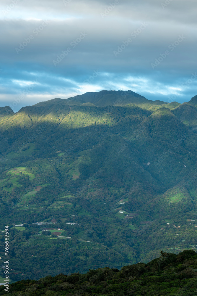 The Barú volcano is the highest elevation in Panama and one of the highest in Central America, with a height of 3475 m above sea level, view from Boquete village side, Chiriqui, Panama - stock photo