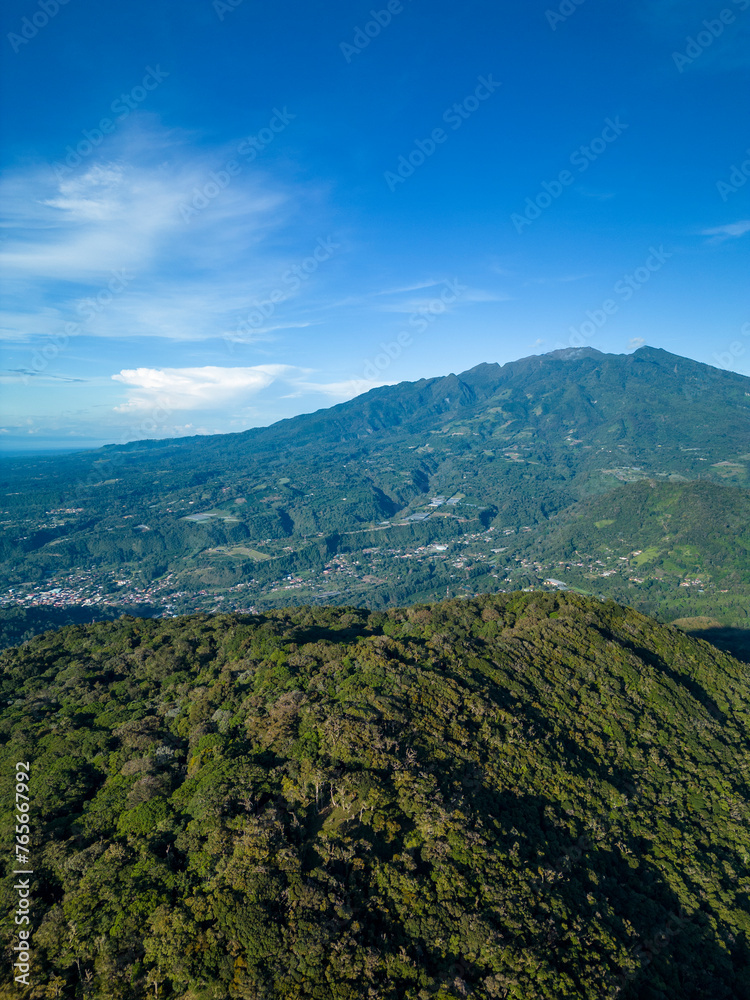 Fototapeta premium The Barú volcano is the highest elevation in Panama and one of the highest in Central America, with a height of 3475 m above sea level, view from Boquete village side, Chiriqui, Panama - stock video