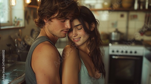 Man and Woman Standing in Kitchen