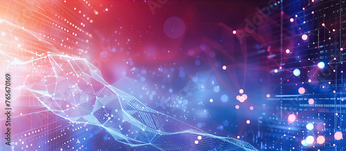 Science and Technology in Molecular Design, Futuristic Digital Network with Blue Geometric Patterns