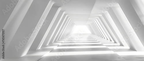 Endless Perspective: White Modern Corridor, A Minimalist Architectural Journey