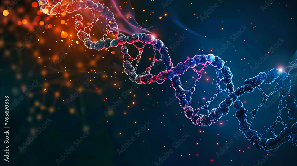 Scientific exploration of genetics and molecular biology, with a focus on DNA, genome research, and the fundamentals of life science - obrazy, fototapety, plakaty 