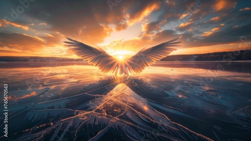In the sunrise landscape of angel wings 